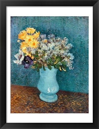 Framed Vase of Flowers, 1887 Print