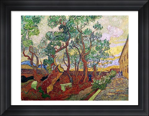 Framed Garden of St. Paul&#39;s Hospital at St. Remy, 1889 Print