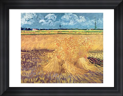 Framed Wheatfield with Sheaves, 1888 - wheat pile Print