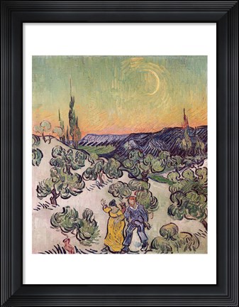 Framed Moonlit Landscape, 1889 Print