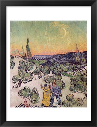 Framed Moonlit Landscape, 1889 Print