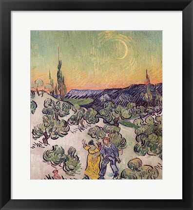 Framed Moonlit Landscape, 1889 Print