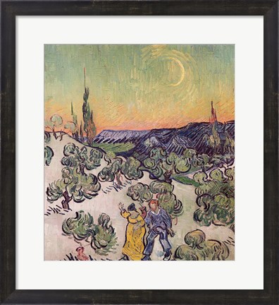 Framed Moonlit Landscape, 1889 Print