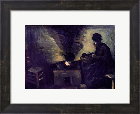Framed Peasant Woman by the Hearth, c.1885 Print
