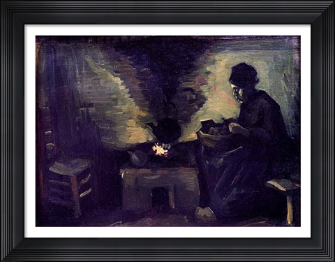 Framed Peasant Woman by the Hearth, c.1885 Print