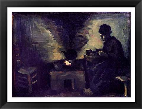 Framed Peasant Woman by the Hearth, c.1885 Print