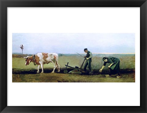 Framed Labourer and Peasant Planting Potatoes, 1884 Print