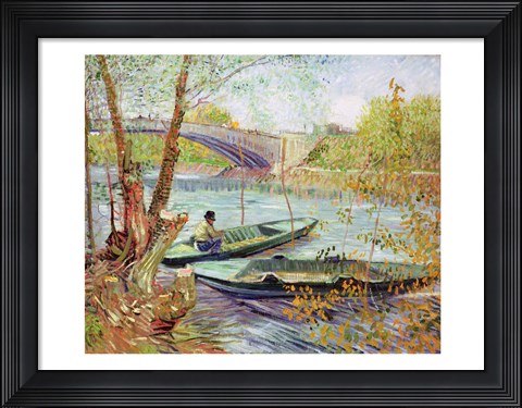 Framed Fishing in the Spring. Pont de Clichy, 1887 Print