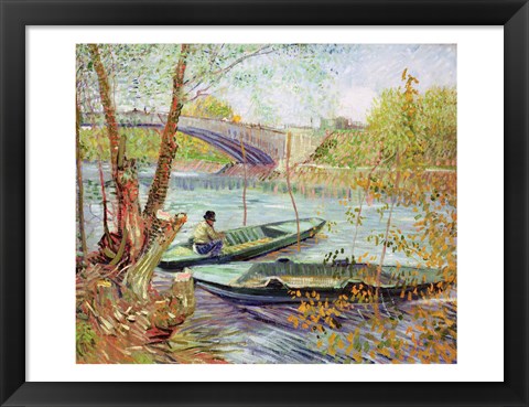 Framed Fishing in the Spring. Pont de Clichy, 1887 Print