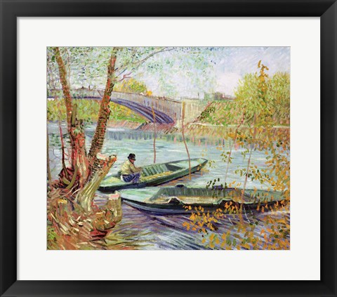 Framed Fishing in the Spring. Pont de Clichy, 1887 Print