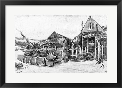 Framed fish drying barn at Scheveningen, c.1882 Print