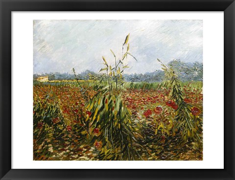 Framed Corn Fields and Poppies, 1888 Print