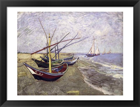 Framed Fishing Boats on the Beach at Saintes-Maries-de-la-Mer Print