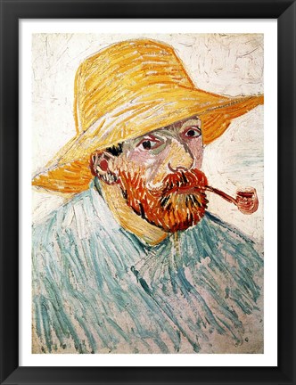 Framed Self Portrait, 1888 wearing a hat Print