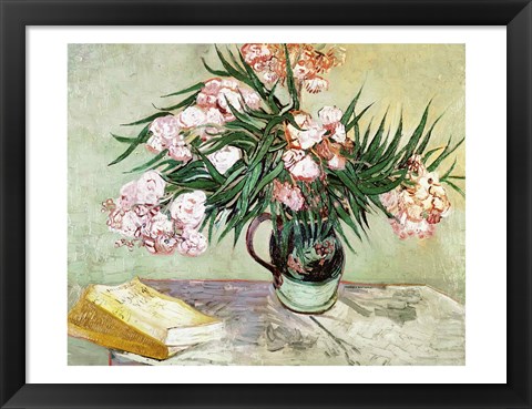 Framed Oleanders and Books, 1888 Print