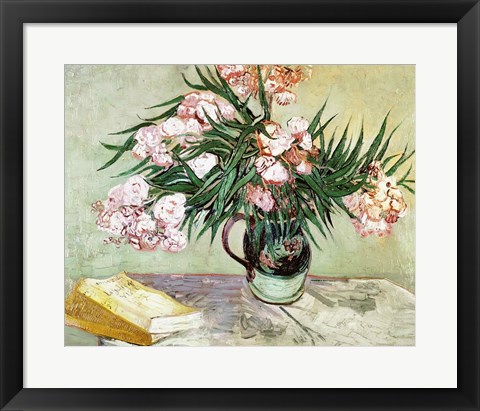 Framed Oleanders and Books, 1888 Print