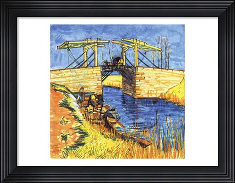 Framed Le Pont de Langlois a Arles, 1888 Print