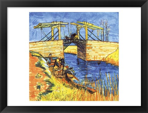 Framed Le Pont de Langlois a Arles, 1888 Print