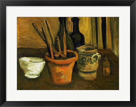 Framed Still Life of Paintbrushes in a Flowerpot, 1884 Print