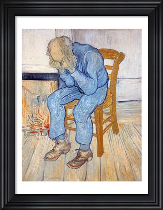 Framed Old Man in Sorrow Print