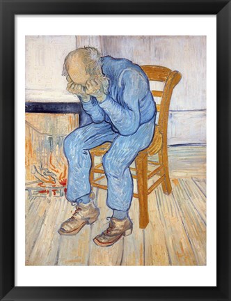 Framed Old Man in Sorrow Print