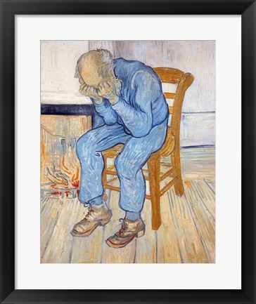 Framed Old Man in Sorrow Print