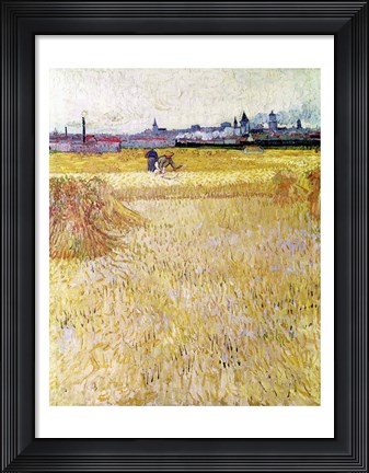 Framed Wheatfield with Sheaves, 1888 Print
