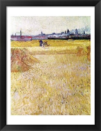 Framed Wheatfield with Sheaves, 1888 Print