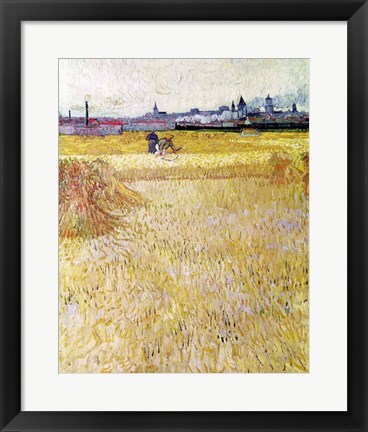 Framed Wheatfield with Sheaves, 1888 Print