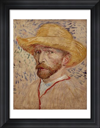 Framed Self Portrait with Straw Hat, 1887 Print