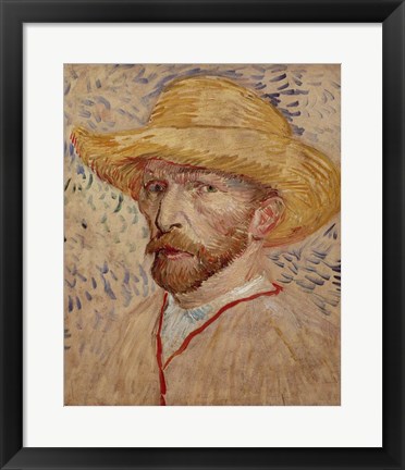 Framed Self Portrait with Straw Hat, 1887 Print