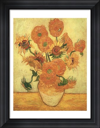 Framed Sunflowers, 1889 Print