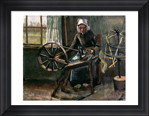 Framed Peasant Woman Winding Bobbins Print