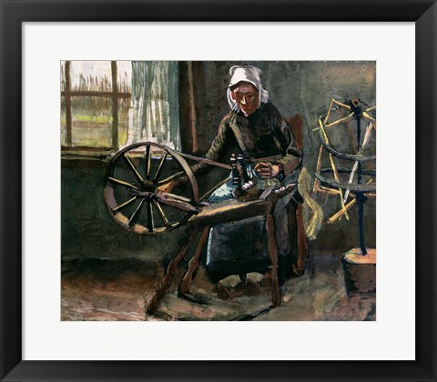 Framed Peasant Woman Winding Bobbins Print