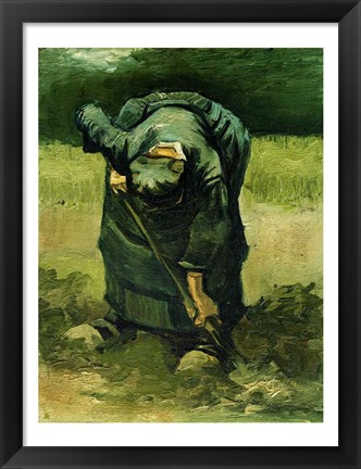 Framed Peasant Woman Digging, 1885 Print