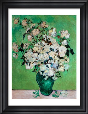 Framed Vase of Roses, 1890 Print