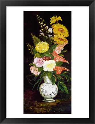 Framed Vase of Flowers, 1886 Print