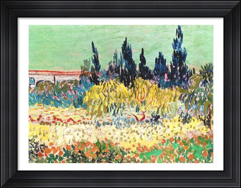 Framed Garden at Arles, detail of the cypress trees Print