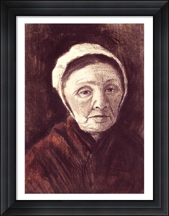 Framed Head of an old woman in a Scheveninger Cap Print