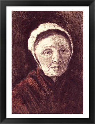 Framed Head of an old woman in a Scheveninger Cap Print