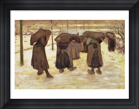 Framed Miners&#39; wives carrying sacks of coal, 1882 Print