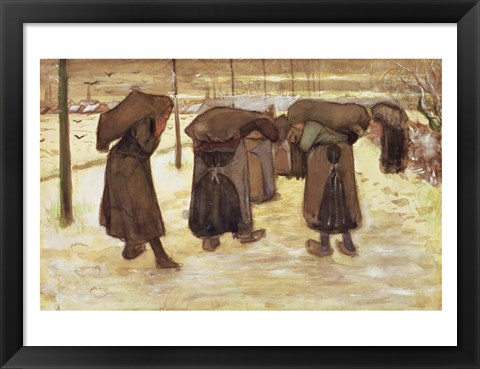 Framed Miners&#39; wives carrying sacks of coal, 1882 Print