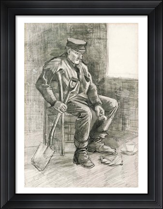 Framed Man with a Spade Resting, 1882 Print