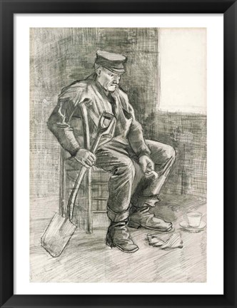 Framed Man with a Spade Resting, 1882 Print