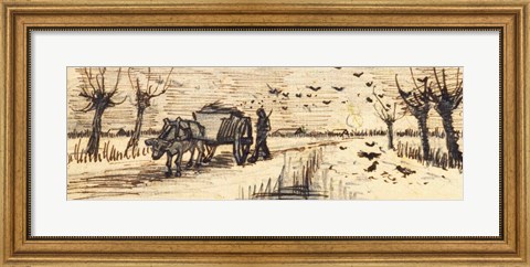 Framed Ox-Cart in the Snow Print