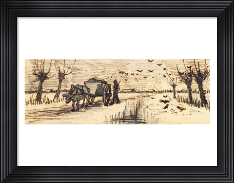 Framed Ox-Cart in the Snow Print