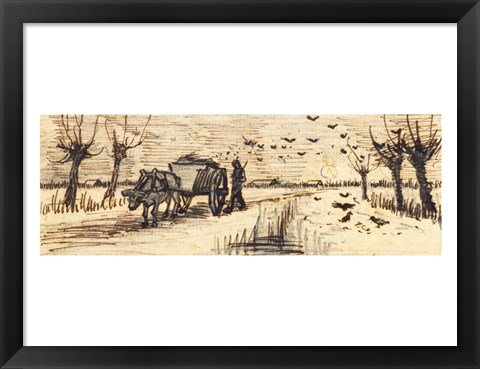 Framed Ox-Cart in the Snow Print