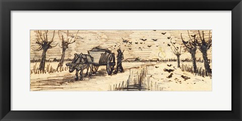 Framed Ox-Cart in the Snow Print