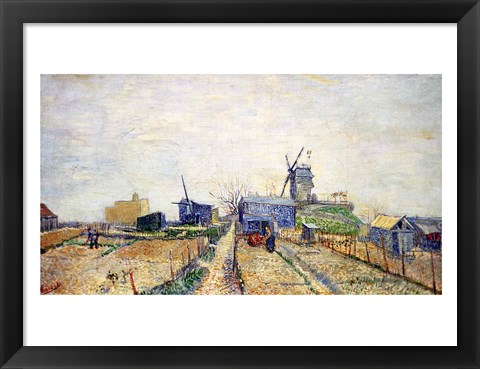 Framed Vegetable Gardens and the Moulin de Blute-Fin on Montmartre, 1887 Print