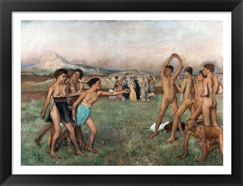 Framed Young Spartans Exercising, c.1860 Print